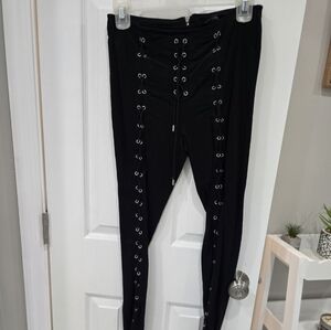 Black Lace-Up Leggings